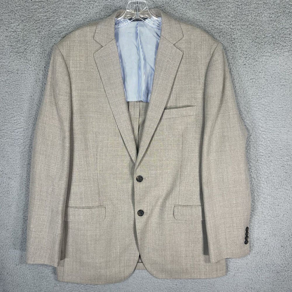 Brooks Brothers Blazer Mens 44L Long Beige Fitzgerald Reda Wool Sport Coat Italy